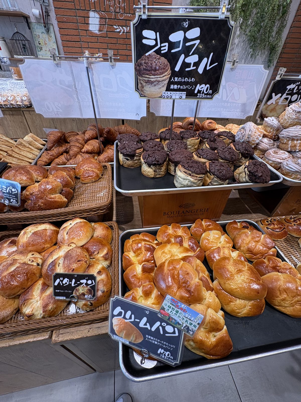 どんぐり山鼻店のパン売り場に並ぶ焼きたてパン
